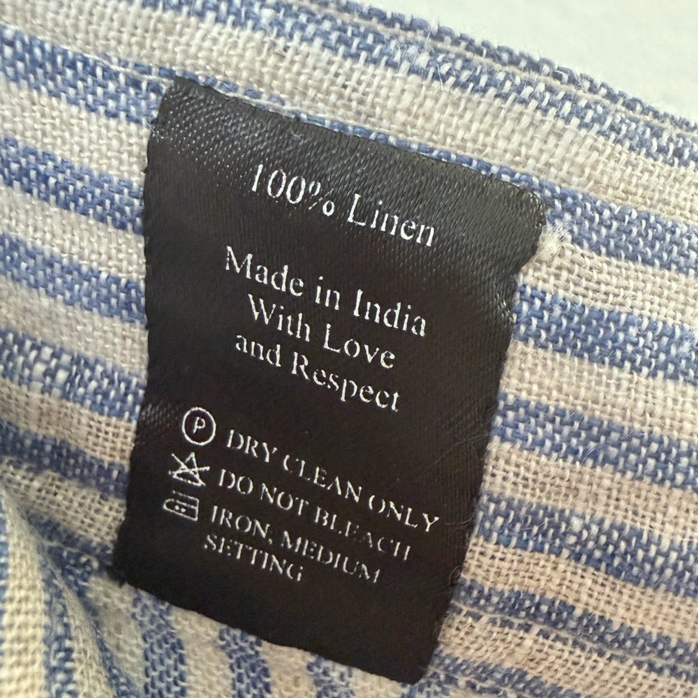 De Castro Blue White Striped 100% Linen Cropped Wide Leg Pants M - Picture 5 of 9